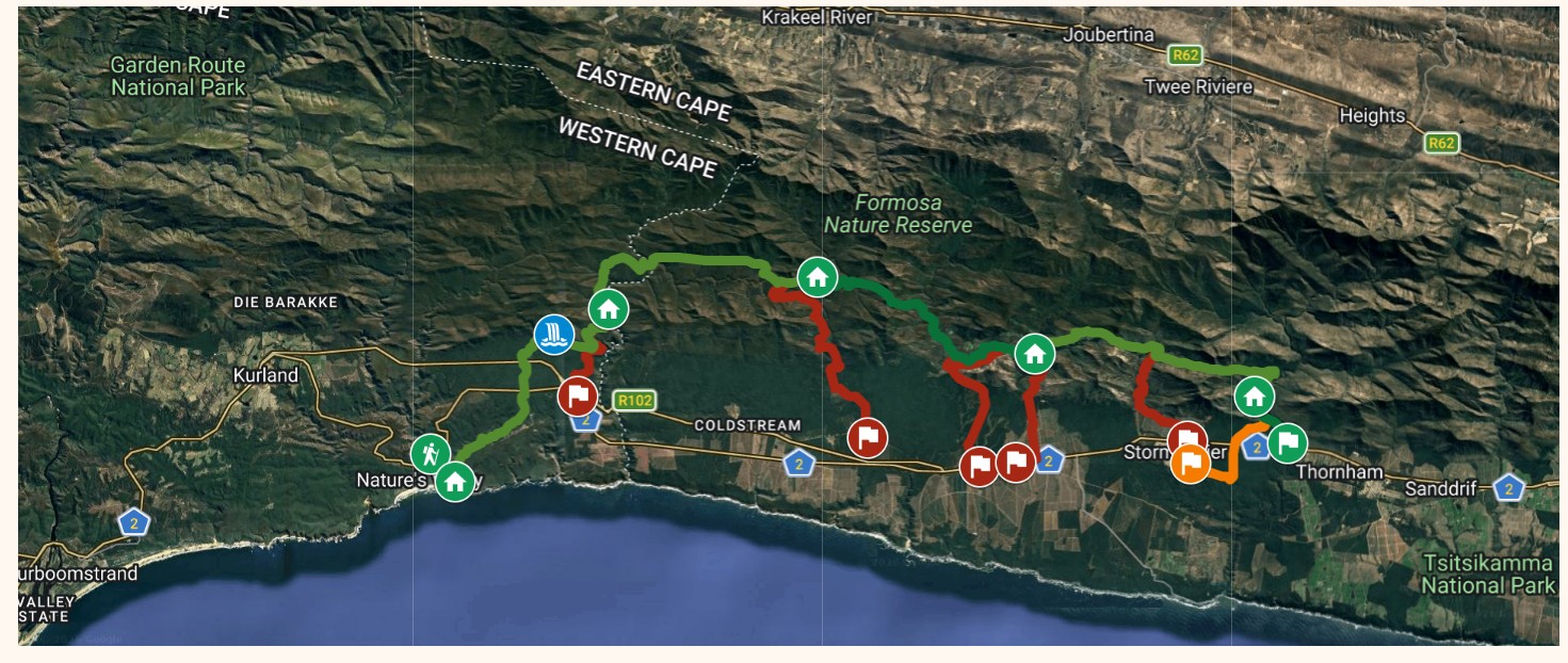 Tsitsikamma hiking trail map
